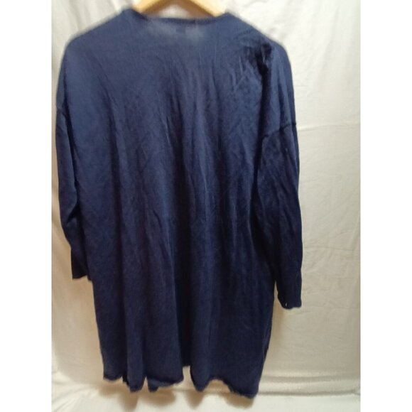 Boden Womens Open Front Cardigan Sweater 14 Blue 3/4 Sleeve Pockets Lightweight - Picture 2 of 8